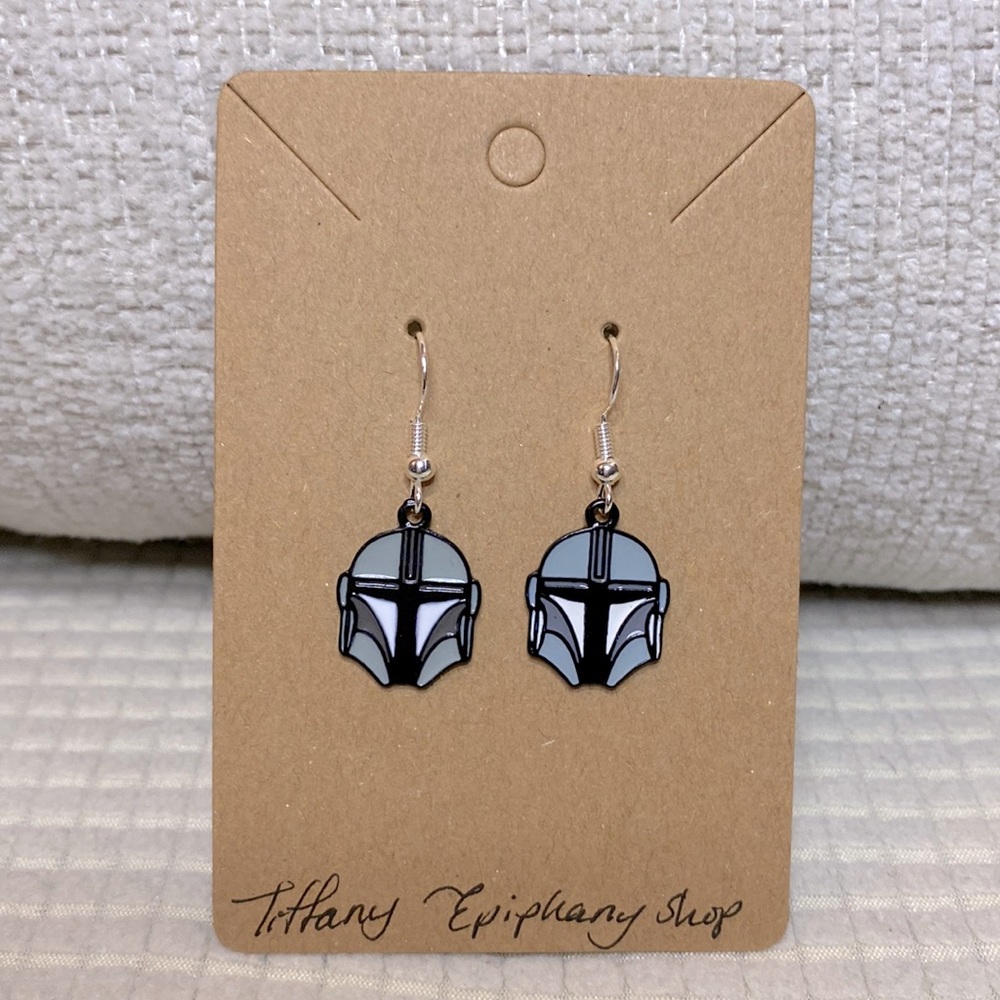 Disney Star Wars inspired Jango Fett Hypoallergenic Earrings NWT